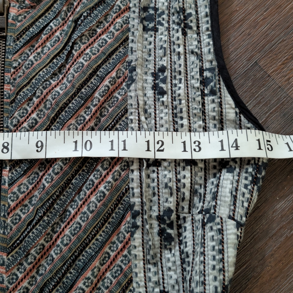 Boho Artisan Market Sleeveless Midi Dress – Patchwork Green Blue Cream Mauve S - Picture 4 of 14